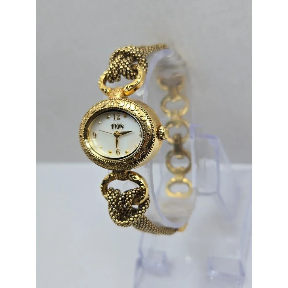 1928 Jewelry Womens Gold Tone Victorian Revival Classic Quartz Watch New Battery